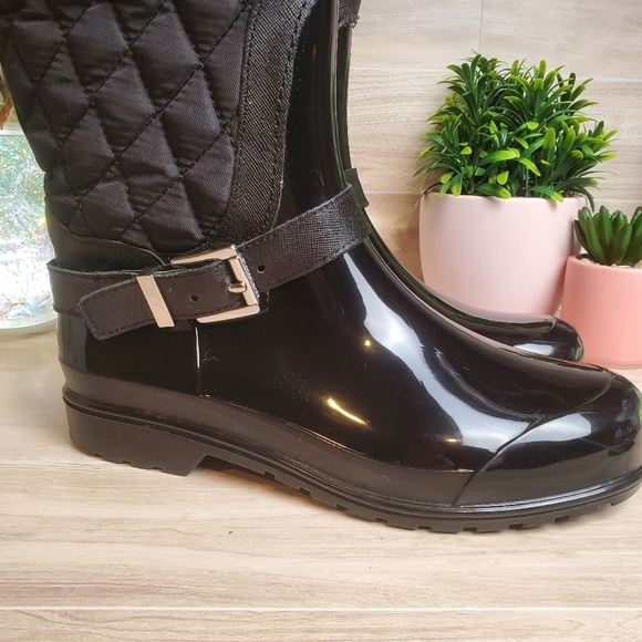 Michael Kors Snow Rain Boots Puffer Faux Fur Black Silver Accents Size 7 * - Picture 2 of 13